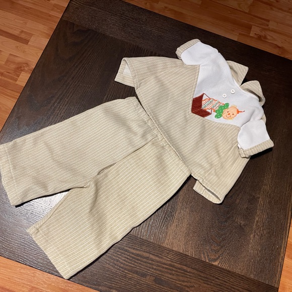 Vintage Mini Togs Matching Outfit Embroidered Collar Button Shirt Elastic Pant - Picture 5 of 16